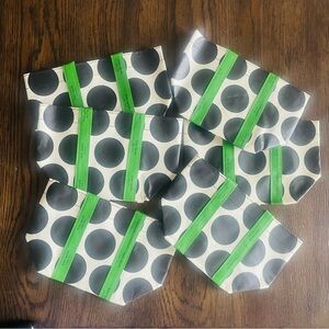 Kate Spade Black and White Polka Dot Pouch with Green Stripes